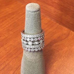 5 sterling silver and cz band rings